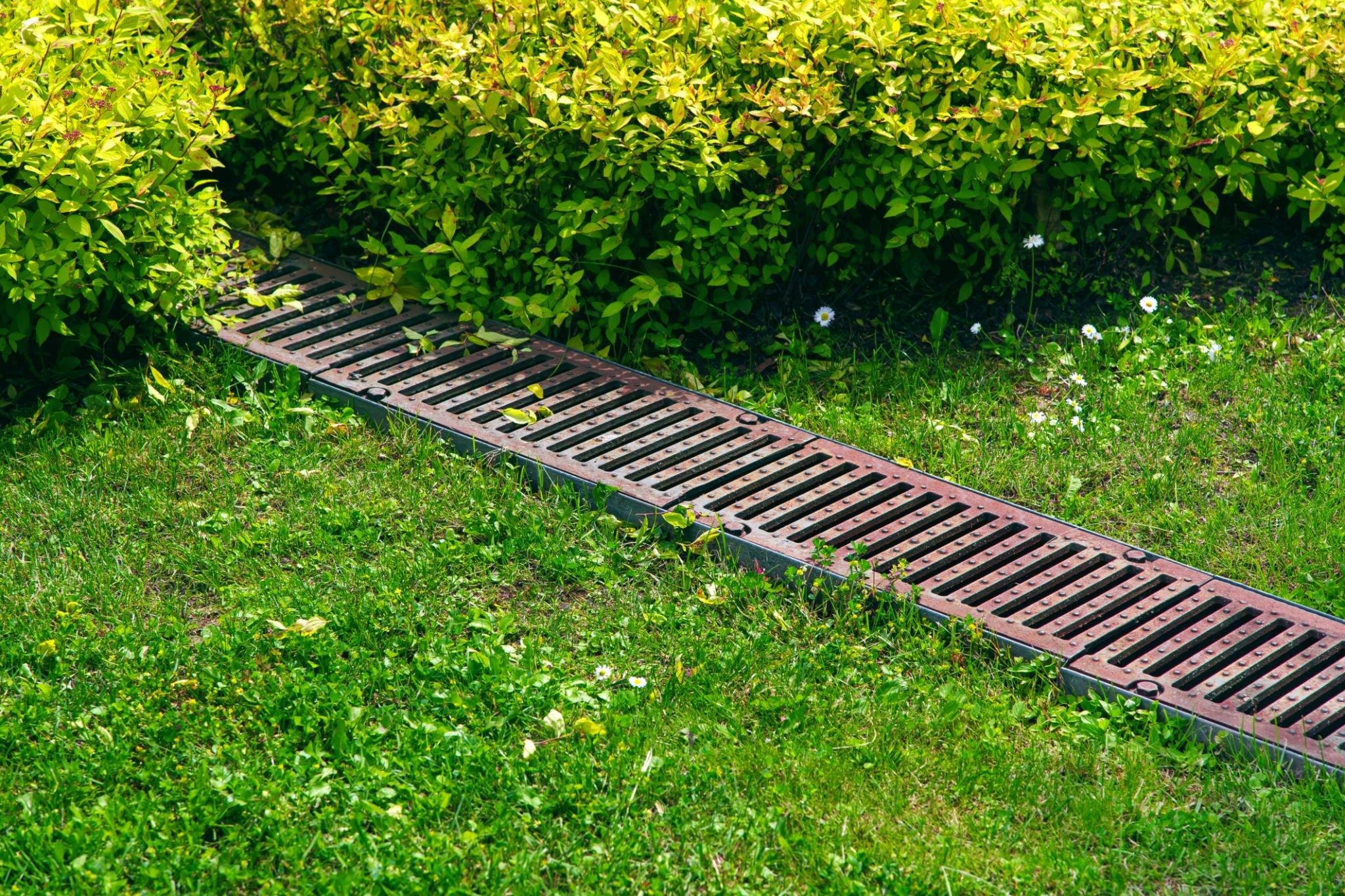 Steel drainage path cover.